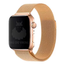 Pulseira Aço Milanês Milanese P/ Apple Watch 42mm 38mm 44mm Cor Rose Gold Largura 42 Mm