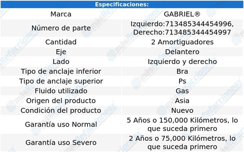 Par Amortiguadores Delanteros Gas Altima 02-06 Gabriel Foto 2