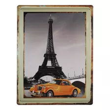 Quadro Decorativo Quarto Sala Polido Brilhante Cor Eiffel Car