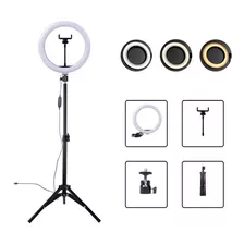 Ring Light Premium 26cm 10pol + Tripé 2m + Suporte Celular Cor Da Estrutura Preto Voltagem 110v/220v