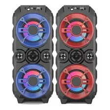 Parlante Portátil Bluetooth Pack X2 C/luces Led Radio Fm 10w