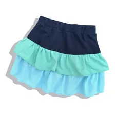 Saia Short Rodada Tons Azul Infantil Fashion Tam 2 A 10 Anos