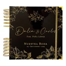 Libro De Firmas Para Bodas - 21x21 Cm - Mod. Negro Dorado02