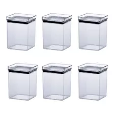 6 Potes Herméticos Quadrados Empilháveis Lumini Paramount 1 L Promoção