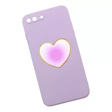 Funda + Sujetador Lisa Corazon Lila Rosa Compatible iPhone