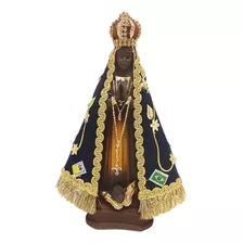 Imagem Nossa Senhora Aparecida Gesso Manto De Tecido 20cm