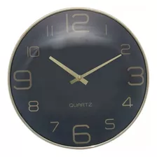 Relógio De Parede Chronos Preto Com Dourado 30,5x4cm - Lyor