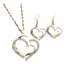 Set De Joyería Con Forma De Corazón, Cadena Y Aros 