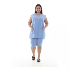 Plus Size - Kit 2 Conj Uniforme Bermuda E Colete Algodão 