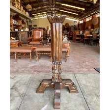 Antiguo Y Original Candelabro Gigante Tallado A Mano.