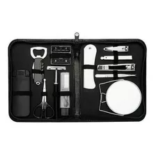 Kit Masculino Viagem 12 Peças Com Estojo De Couro Sintético