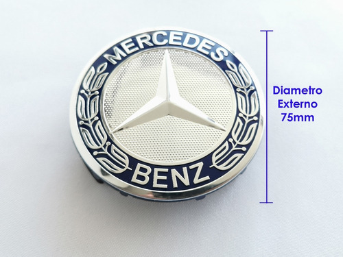 4 Tapas Centro De Rin Mercedes Benz 75mm Azules Originales  Foto 4