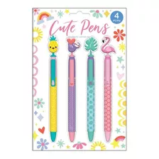 Set De Plumas Kawaii Para Niña Tropical | Ek Pen Set 4/pkg