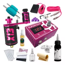 Kit Tatuagem X13 Penélope Rotativa Tattoo Fonte Máquina Rosa