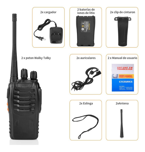 Radios Walkie Talkie Recargable Con Auriculares Y Altavoces Foto 5