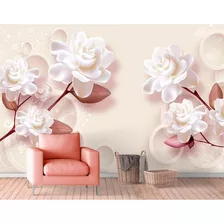 Papel Parede Painel Adesivo Flor Folhagem Rosas Floral 2m²