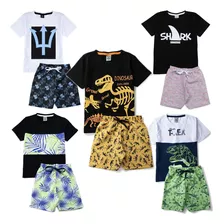 Kit 10 Peças Infantil Menino Short Tactel Conjuntos Atacado