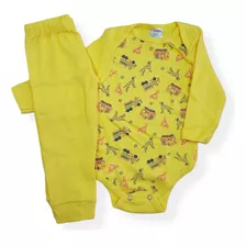 Conjunto Bebê Body Longo Bombeiros Com Calça Amarelo -kappes