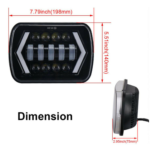 Faro Led Cuadrado De 5x7 Pulgadas Para Wrangler Cherokee Xj Foto 2