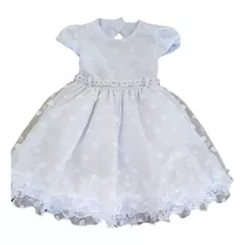 Vestido Infantil Branco Luxo Batizado Daminha 1 A 3 Anos