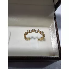 Anel Ouro 18k Zircônias Aro 16 