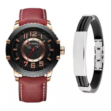 Relógio Dourado Masculino Curren Luxo + Pulseira Bracelete