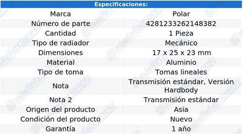 Radiador Nissan Pick Up D21  1992 1993 1994 1995 1996 Std Foto 2