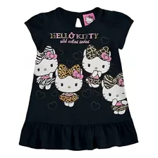 Vestido Saia Infantil Bebê Menina Hello Kitty Cuties Preto
