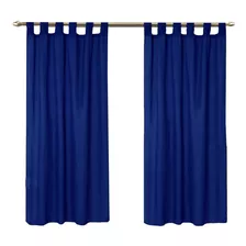 Juego De Cortinas Con Presillas 2 Paños Colores Hogar Color Azul