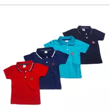 Kit 4 Camisas Gola Polo Infantil 100% Algodão 