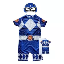 Roupa Fantasia Temática Power Ranger Azul Infantil Heróis