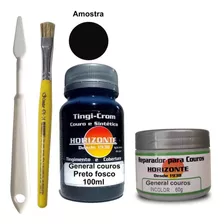 Kit Tinta Para Couro + Massa Reparadora + Pincel + Espatula