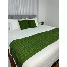 Kit Peseira Tricot Trança Cama Casal + 2 Capas