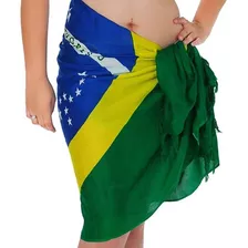 Canga De Praia Estampa Bandeira Do Brasil 100% Viscose Linda Cor Verde Tamanho M