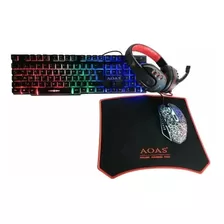 Combo Gamer 4-en-1 Aoas : Teclado, Mouse, Pad, Diadema