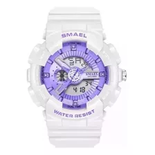 Relógio Branco Feminino Smael 1402 Original 