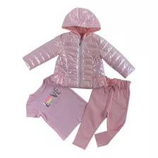 Conjunto Para Niña Con Chamarra Y Pantalón Ligero 3 Pz