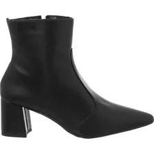 Bota Feminina Bico Fino Salto Grosso Scarpin Coturno Fashion