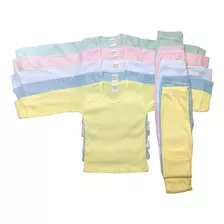 Conjunto Pijama Infantil Longo Canelado Liso C/punho