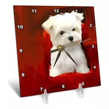 3drose Llc Maltese Puppy Reloj De Escritorio De 6 Por 6