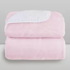 Cobertor Bebê 110x90 Cm Rosa Microfibra Plush Com Sherpa