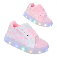 Tenis Infantil Bebe Feminino De Led Luz Pisca Pc026 Promoção