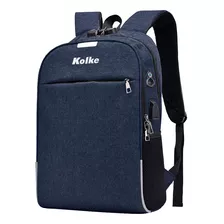 Mochila Anti-robo Con Candado Azul Kolke Kvm-339