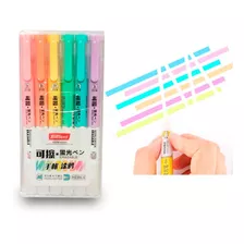 Kit De Marcas De Texto Borrables C/6 Tonos Pastel De Doble Punta H2306-6