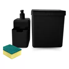 Kit Organizador De Cozinha Dispenser E Lixeira De Pia Coza 