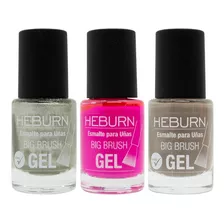 Heburn Set 3 Esmaltes Uñas Efecto Gel Manicuria Sin Cabina Color A Eleccion