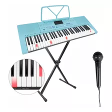 Teclado Musical Aprendizagem 61 Teclas Piano + Suporte E Mic