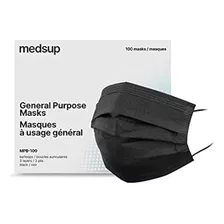 Cubrebocas Tricapa Medsup 2000 Pzas Color Negro Diseño De La Tela Liso