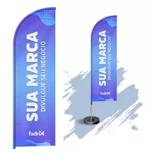 Wind Banner Flag Fly Dupla Face 3mt Completo Personalizado