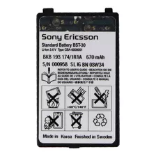 Bateria Sony Ericsson Bst-30 F500 F500i J200c J200i J210i 